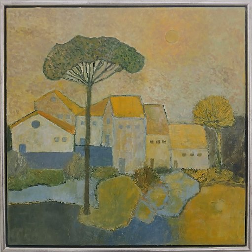 Landschap in de provence2.jpg - Dorpsgezicht in de Provence, olieverf op doek, 70x70cm